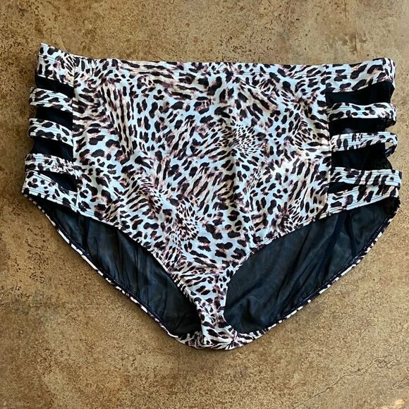 Torrid leopard‎ PRINT LADDER MESH HIGH WAIST SWIM BOTTOM - Picture 2 of 6